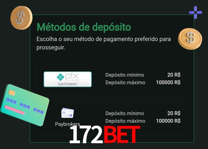 O cassino 172bet oferece uma grande variedade de métodos de pagamento